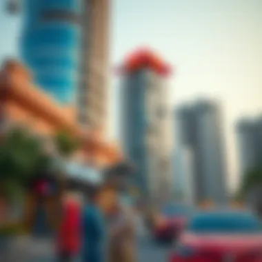 Vibrant community lifestyle surrounding Al Sima Tower