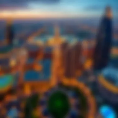 Panoramic view of Jumeirah Village Circle from Al Sima Tower