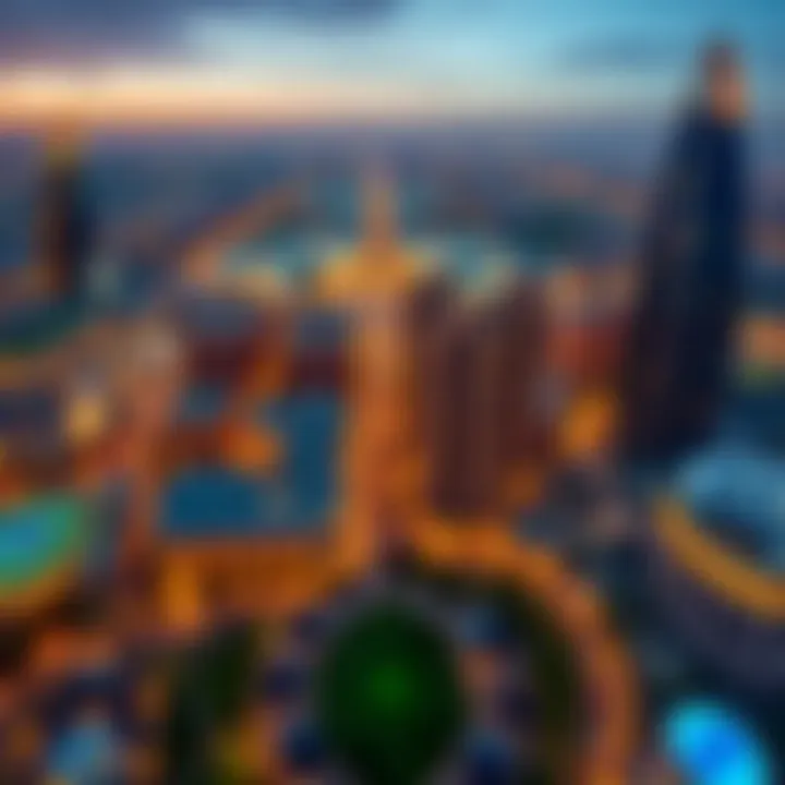 Panoramic view of Jumeirah Village Circle from Al Sima Tower