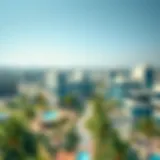 A panoramic view of Al Thanya showcasing its modern architecture and lush greenery