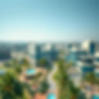 A panoramic view of Al Thanya showcasing its modern architecture and lush greenery