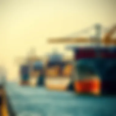 Modern cargo ships at dock, illustrating the economic vitality of Al Wasl Port.