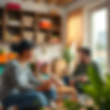 Parents participating in an engagement session at the nursery