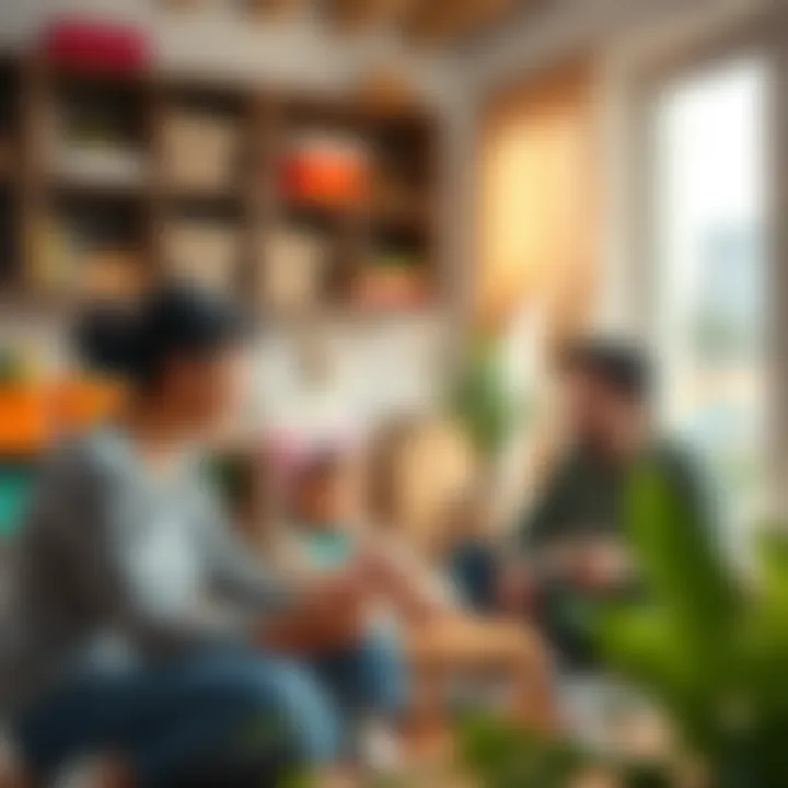 Parents participating in an engagement session at the nursery