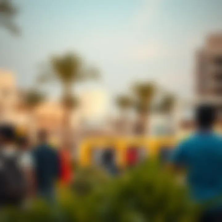 A vibrant community gathering in one of Barari's public spaces