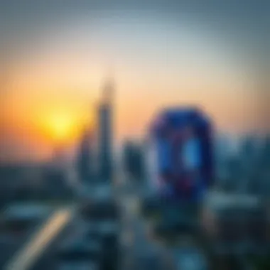 Panoramic view of Dubai's skyline including Binghatti Sapphire at sunset
