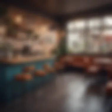 Modern Cafe Ambiance A cozy cafe interior showcasing modern design elements