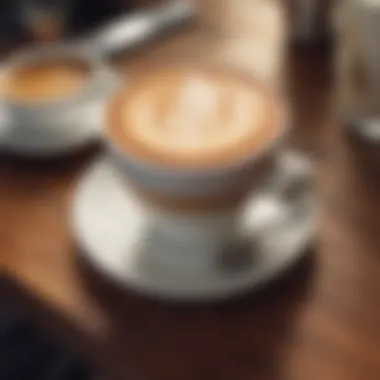 Exquisite Latte Creations Artistic latte art on a wooden table