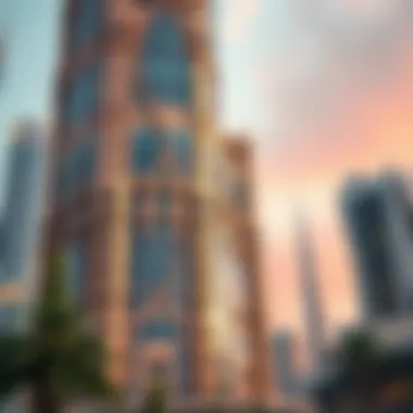 Close-up of the intricate façade of Capricorn Tower highlighting its design features