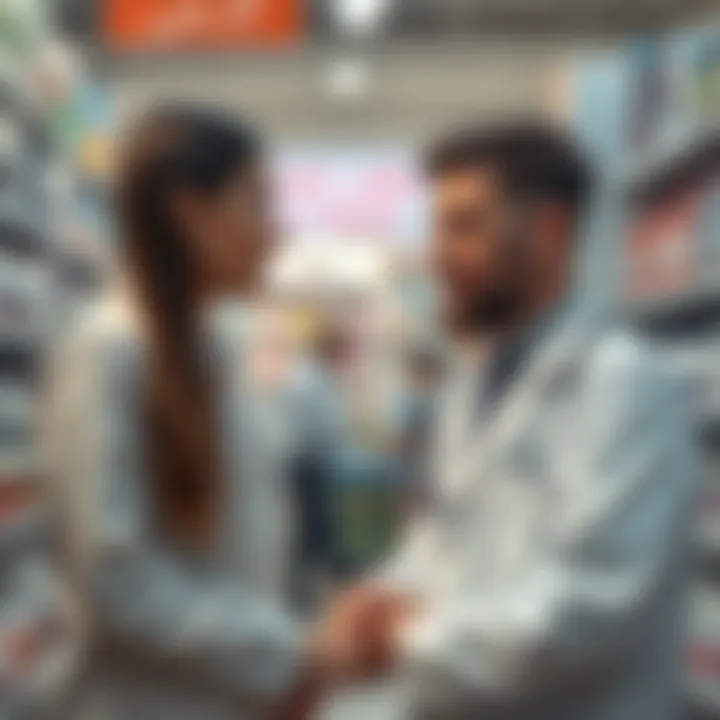 Pharmacist consulting with a customer