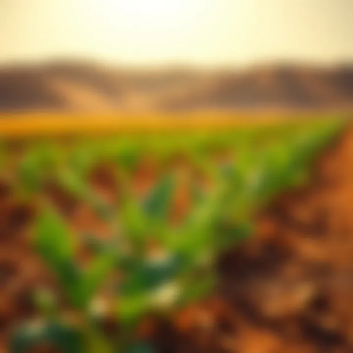 Vibrant organic crops flourishing in Al Khawaneej's desert soil