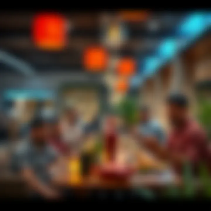 Social Dining Experience Group of friends enjoying a meal at Damac Hills 2 Community Center