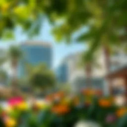 Scenic view of Discovery Garden Street showcasing lush greenery and modern architecture