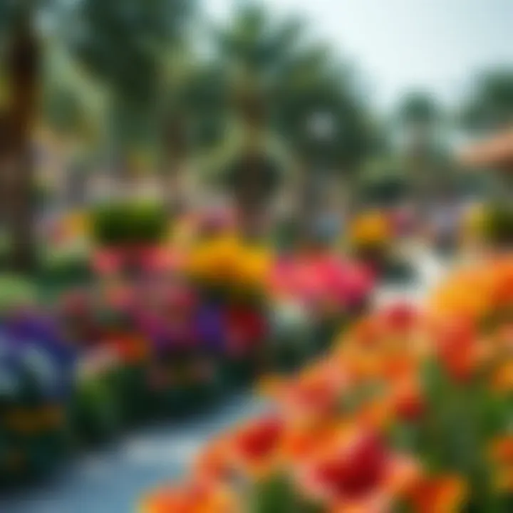 Community Park Showcasing Vibrant Flowers Community park with vibrant flowers