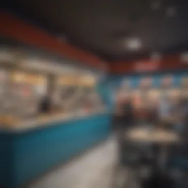 Interior View of Domino's in Muraqqabat Interior view of Domino's Pizza in Muraqqabat bustling with customers