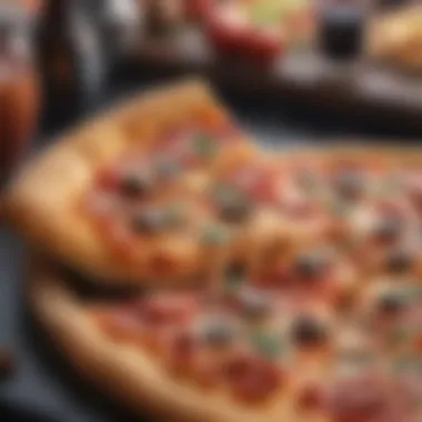 Vibrant Slice of Pizza A vibrant slice of Domino's Pizza showcasing fresh toppings