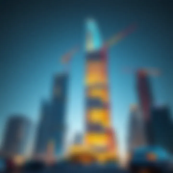 The Future of Urban Development: New Skyscrapers in Dubai Futuristic design of a new skyscraper under construction