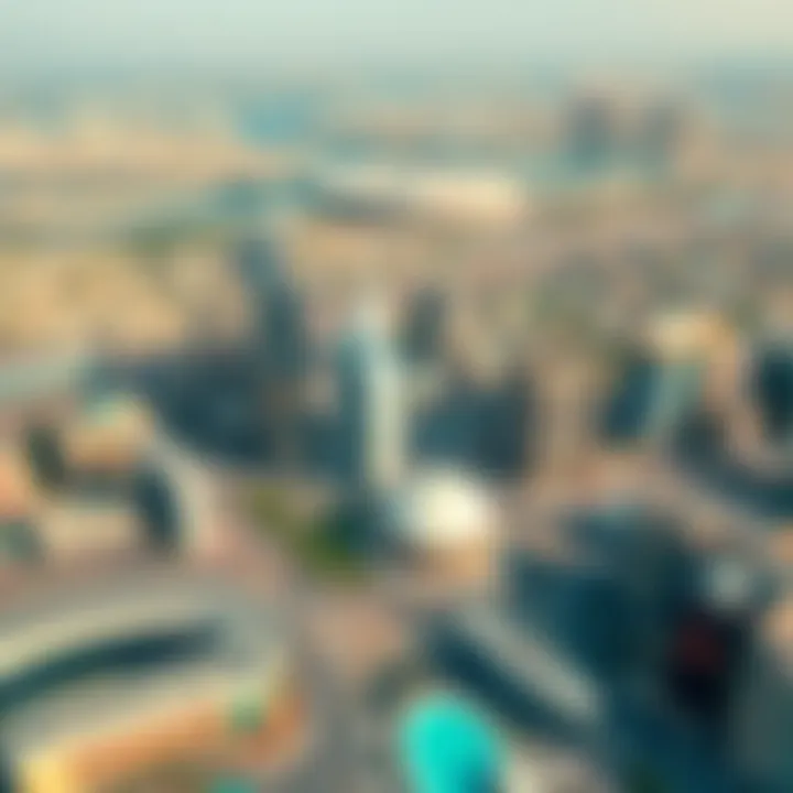 Aerial view of iconic landmarks in Dubai