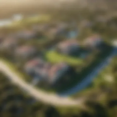 Aerial View of Dubai Golf Estate Aerial view of Dubai Golf Estate showcasing lush greens and luxury homes