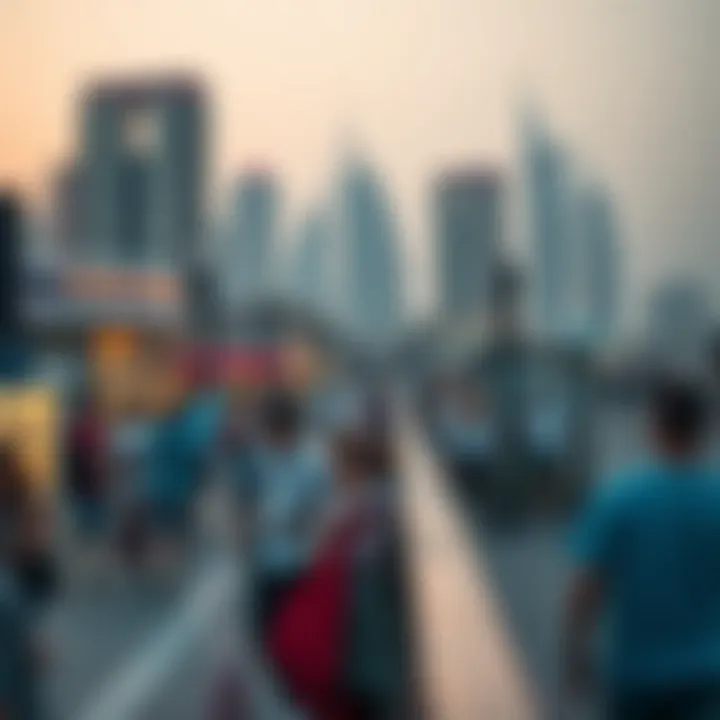 People enjoying various leisure activities at Dubai Harbour's waterfront promenade