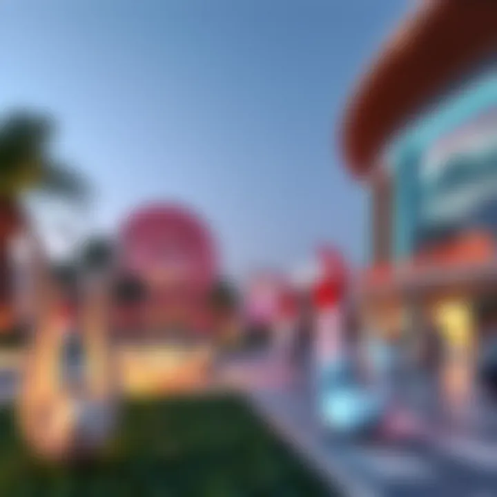 Cultural hub of Dubai Land featuring art installations and public spaces