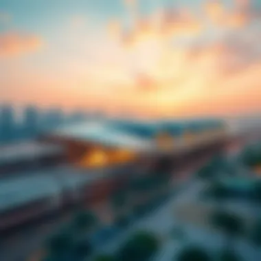 Aerial view of Dubai Sports City Metro Station showcasing its modern architecture