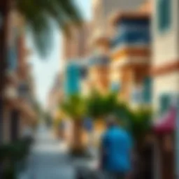 A view of a vibrant residential neighborhood in Dubai