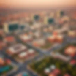 Aerial view of Al Furjan showcasing nearby schools