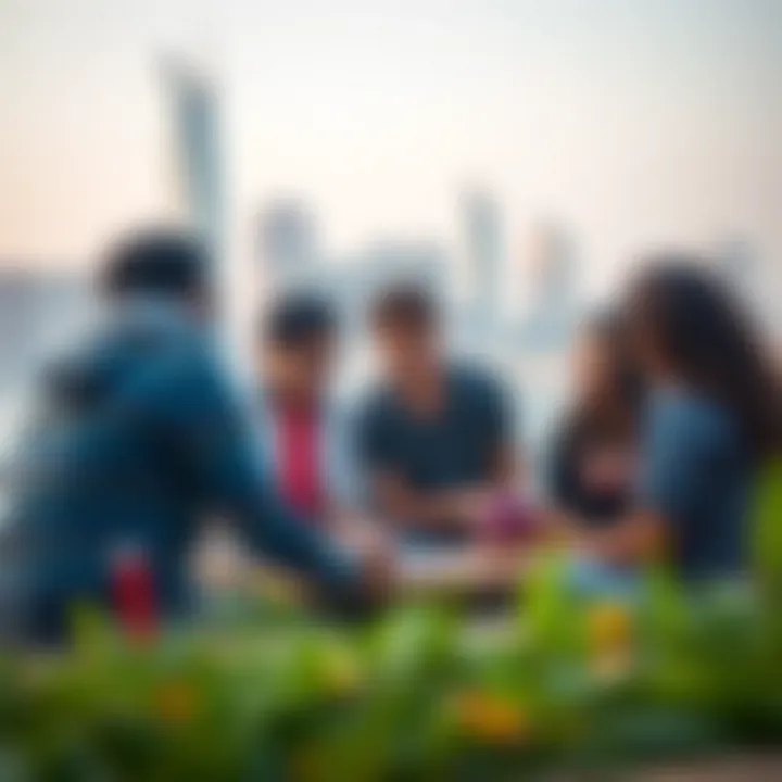 Students engaged in a collaborative learning activity