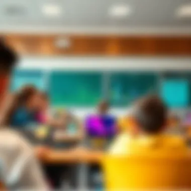 Classroom setting with engaged students and advanced learning tools