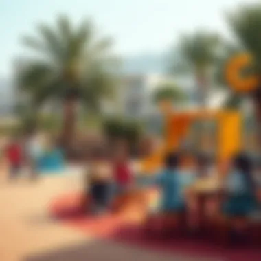 Playground area featuring children interacting and learning outdoors