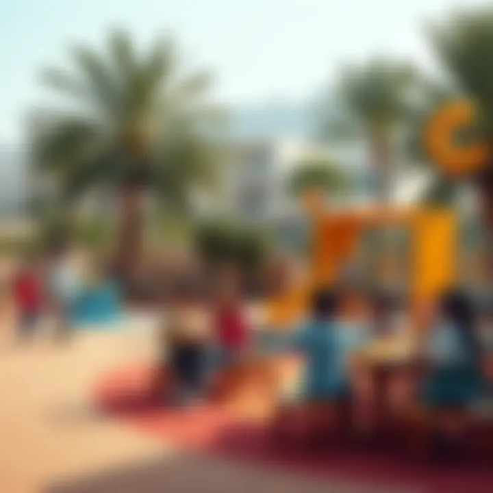 Playground area featuring children interacting and learning outdoors