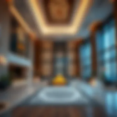 Luxurious lobby design of a high-end residence tower