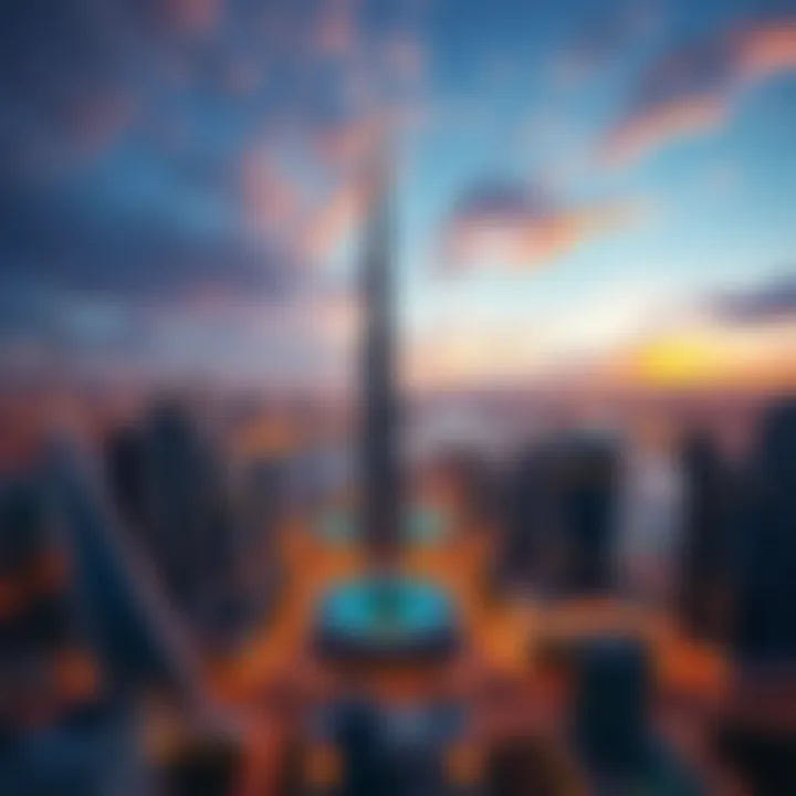 Elite Tower in the Dubai Skyline Aerial view of Dubai featuring Elite Tower in the skyline