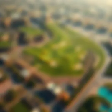 Aerial View of Emirates Golf Course Aerial view of the Emirates Golf Course showcasing the lush green fairways