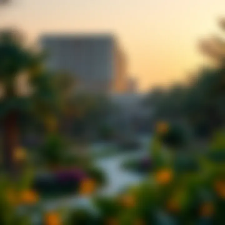 Community park featuring lush greenery in Emirates Hills