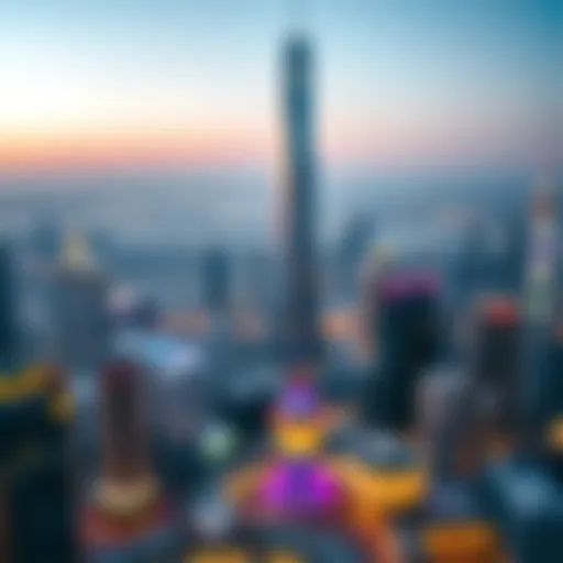 A panoramic view of the World Trade Center Dubai during a major event