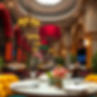 The vibrant dining area filled with lively decor