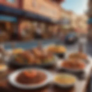 Culinary Delights in Al Nahda A vibrant display of traditional and modern dishes on a restaurant table