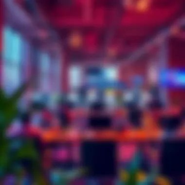 Interior of a coworking space in Dubai Internet City filled with entrepreneurs and creatives