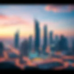 A futuristic skyline depicting an Internet City