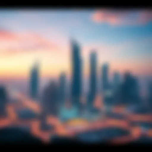 Futuristic Skyline of an Internet City A futuristic skyline depicting an Internet City