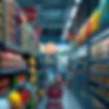 Aisles of Variety at JBR Supermarket Interior view of JBR Supermarket showcasing diverse product aisles