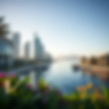 Waterfront Serenity at Jumeirah Island A scenic view of Jumeirah Island's waterfront and lush greenery