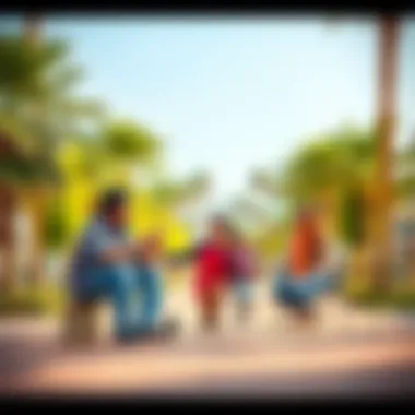 A family enjoying leisure time in one of JVC's parks, emphasizing its family-friendly environment