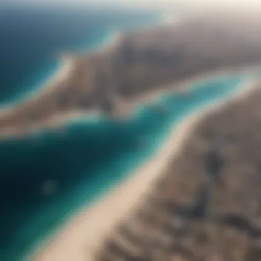 Aerial view of Dubai's khor showcasing the coastline