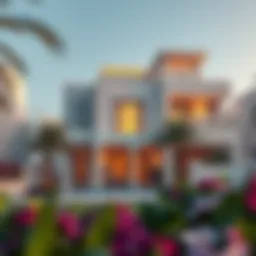 Luxurious villa exterior showcasing modern architecture