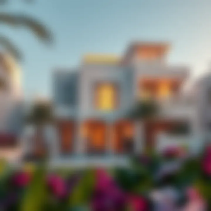 Luxurious villa exterior showcasing modern architecture