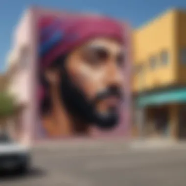 Street art capturing the vibrant culture along Lootah Avenue