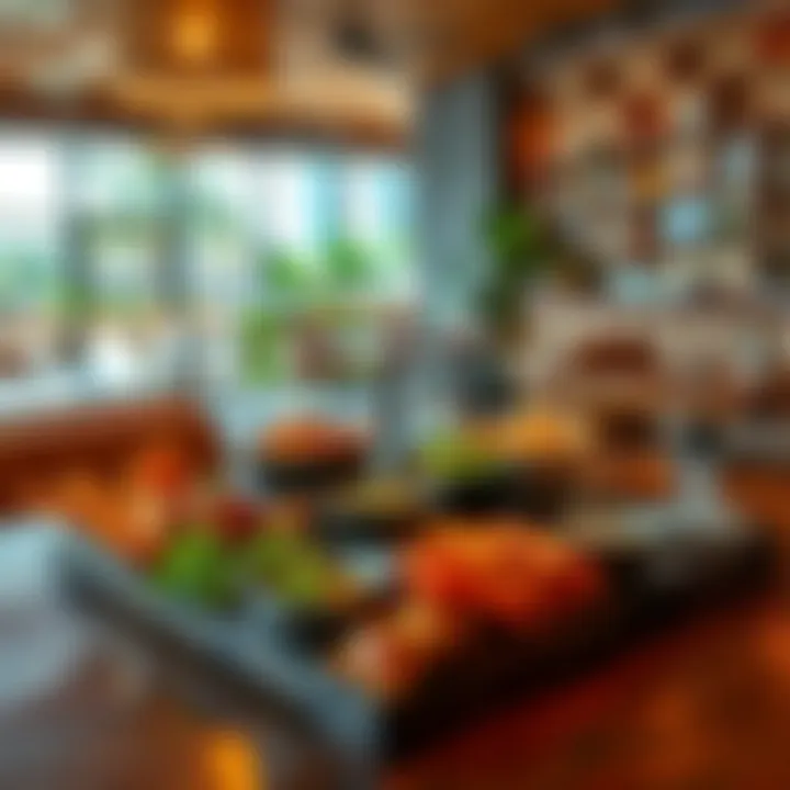 Diverse menu items displayed artfully on a wooden table